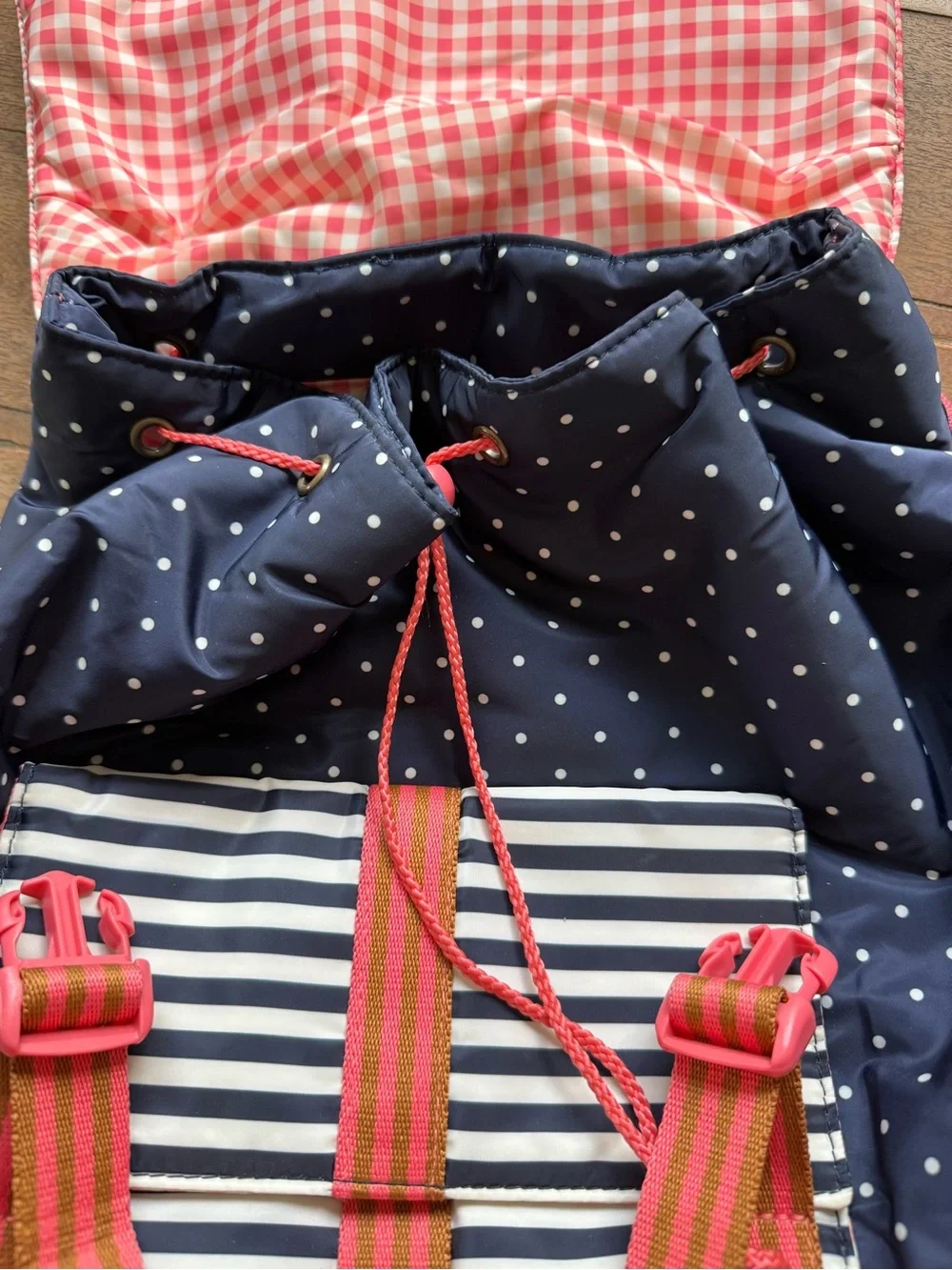 Matilda Jane 435 A+ Navy Blue & Pink gingham Backpack